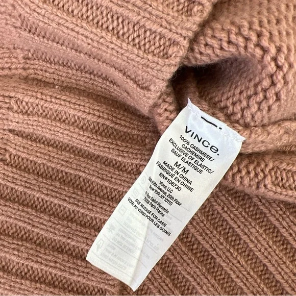 Vince Cashmere Shrunken Cable Sweater Women’s Medium Blush Cable-knit Cozy - Picture 5 of 9